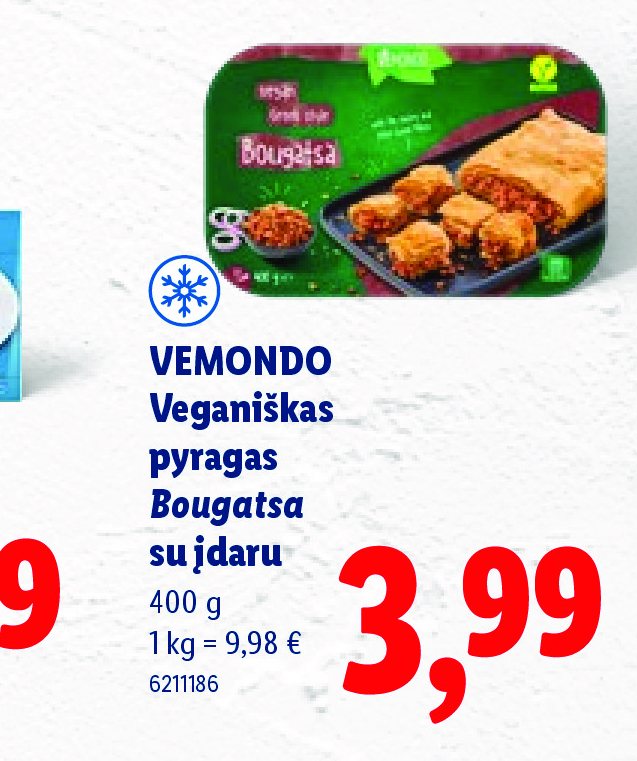 VEMONDO Veganiškas pyragas Bougatsa su įdaru, 400 g