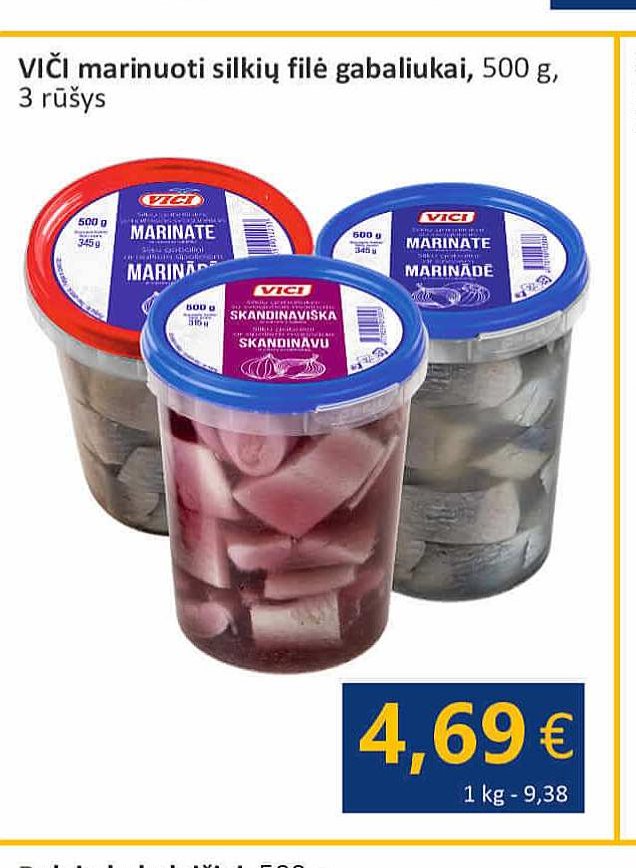 VIČI marinuoti silkių filė gabaliukai, 500 g