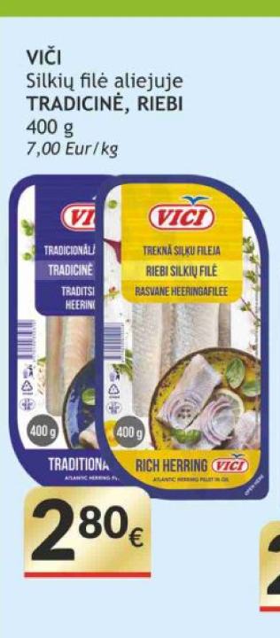 VIČI Silkių filė aliejuje TRADICINĖ, RIEBI, 400 g