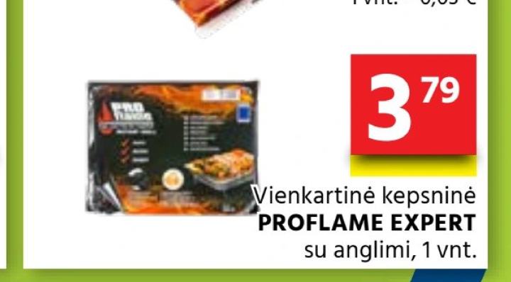 Vienkartinė kepsninė PROFLAME EXPERT su anglimi, 1 vnt
