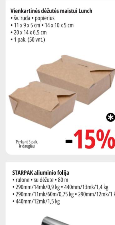 Vienkartinės dėžutės maistui Lunch, 9 x 5 cm