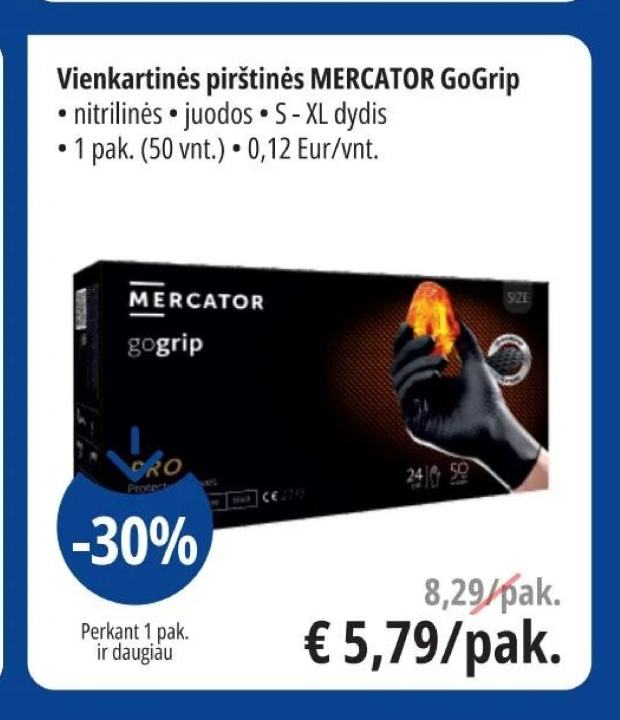 Vienkartinės pirštinės MERCATOR GoGrip, 1 pak.