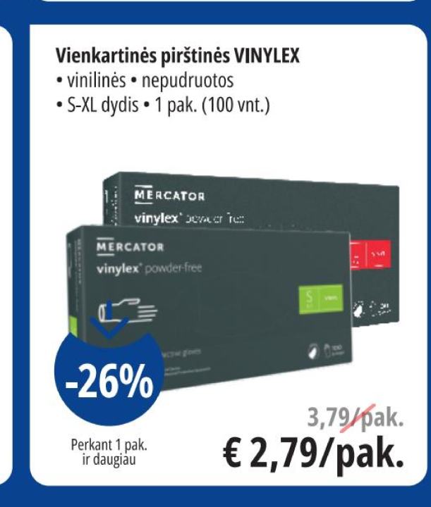 Vienkartinės pirštinės VINYLEX, 1 pak.