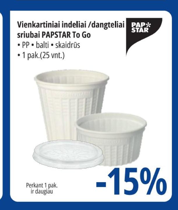 Vienkartiniai indeliai /dangteliai sriubai PAPSTAR To Go, 1 pak.