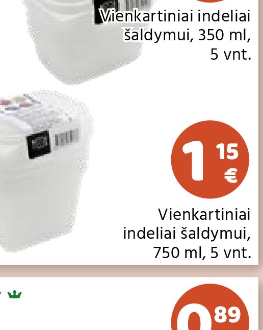 Vienkartiniai indeliai šaldymui, 750 ml