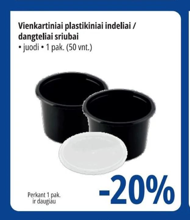 Vienkartiniai plastikiniai indeliai / dangteliai sriubai, 1 pak.