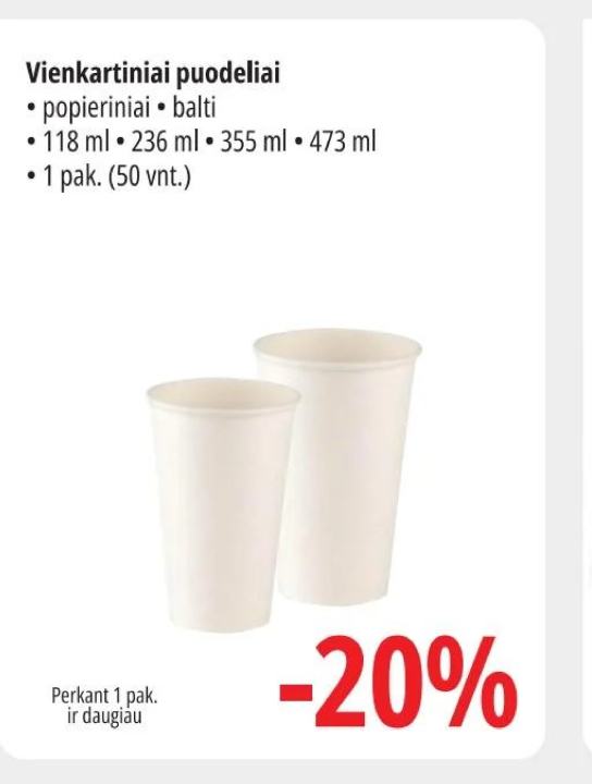 Vienkartiniai puodeliai, 118 ml