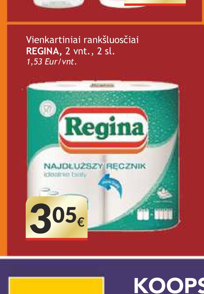 Vienkartiniai rankšluosčiai REGINA, 2 vnt