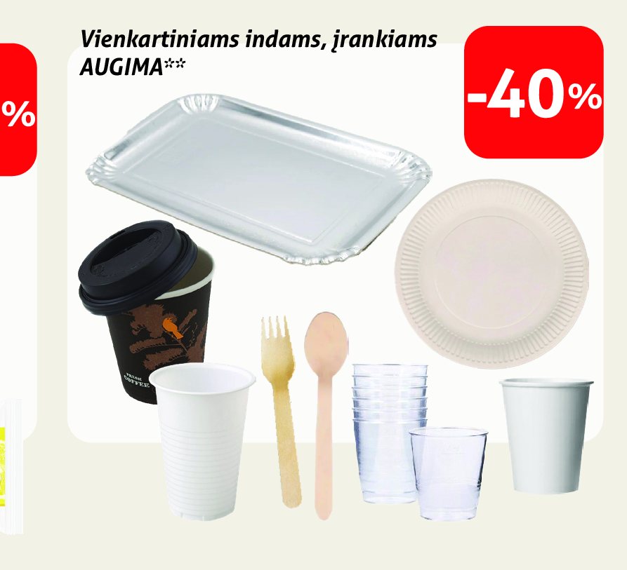 Vienkartiniams indams, įrankiams AUGIMA