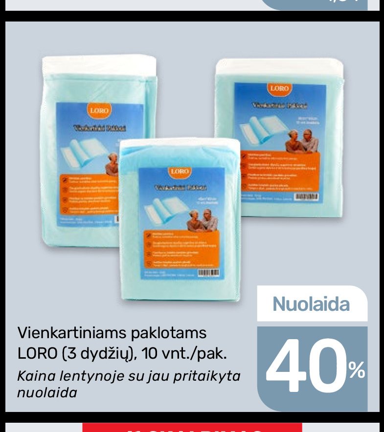 Vienkartiniams paklotams LORO, 10 vnt