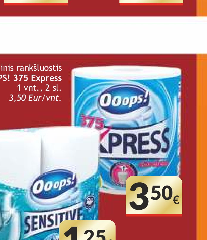 Vienkartinis rankšluostis OOOPS! 375 Express, 1 vnt