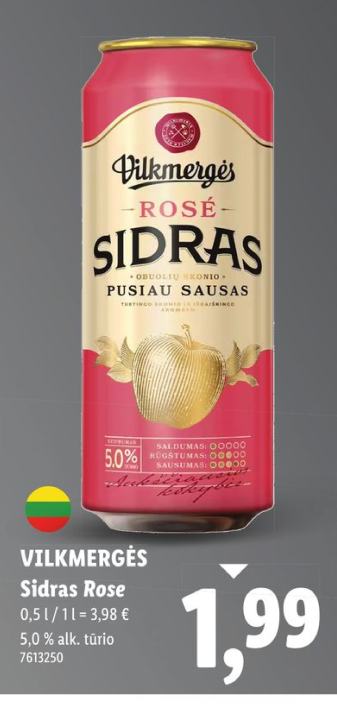 VILKMERGĖS Sidras Rose, 0.5 l