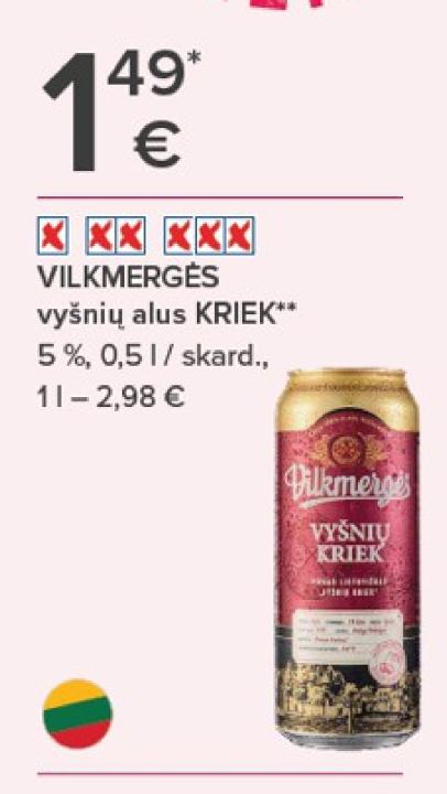 VILKMERGĖS vyšnių alus KRIEK, 0.5 l