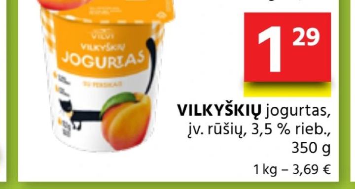 VILKYŠKIŲ jogurtas, įv. rūšių, 3,5 % rieb., 350 g