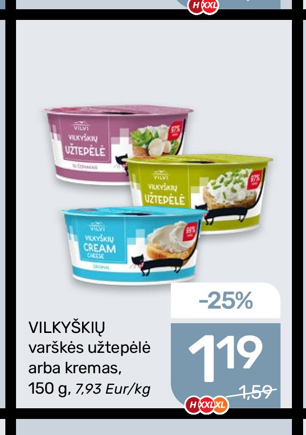 VILKYŠKIŲ varškės užtepėlė arba kremas, 150 g