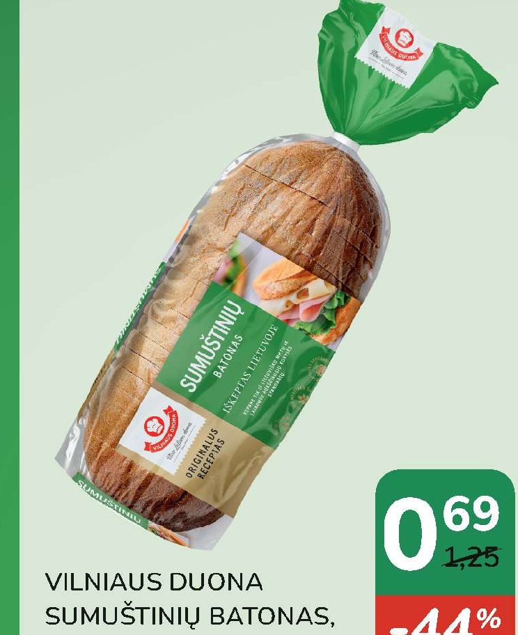VILNIAUS DUONA SUMUŠTINIŲ BATONAS, 350 g