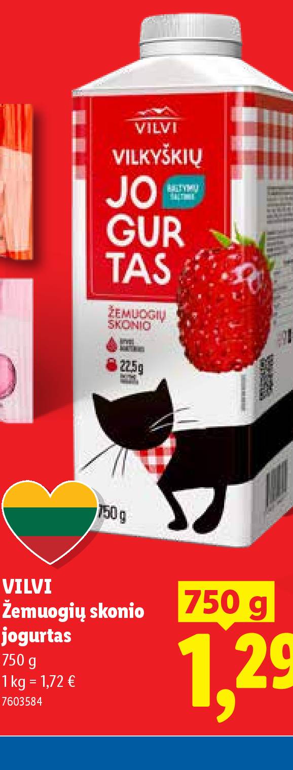 VILVI Žemuogių skonio jogurtas, 750 g