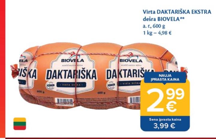 Virta DAKTARIŠKA EKSTRA dešra BIOVELA, 600 g