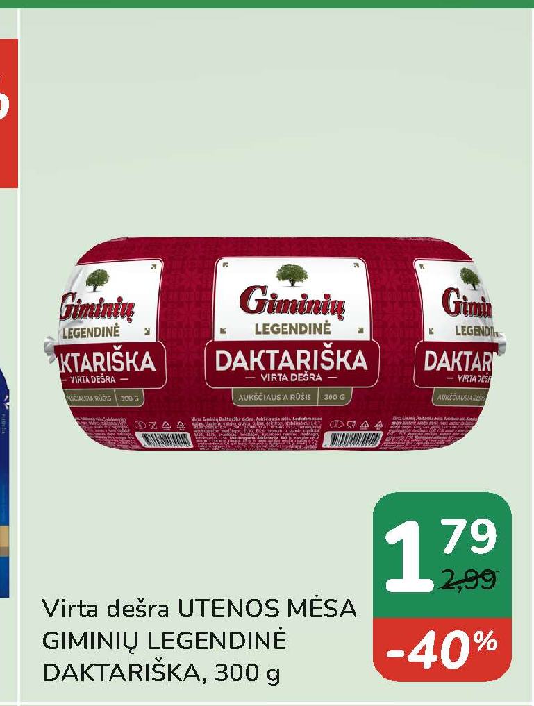 Virta dešra UTENOS MĖSA GIMINIŲ LEGENDINĖ DAKTARIŠKA, 300 g