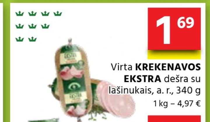 Virta KREKENAVOS EKSTRA dešra su lašinukais, 340 g