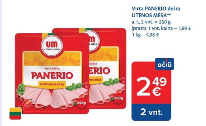 Virta PANERIO dešra UTENOS MĖSA, 2 vnt