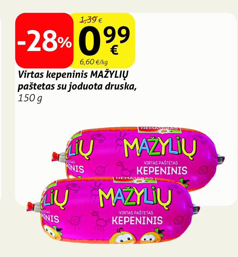 Virtas kepeninis MAŽYLIŲ paštetas su joduota druska, 150 g