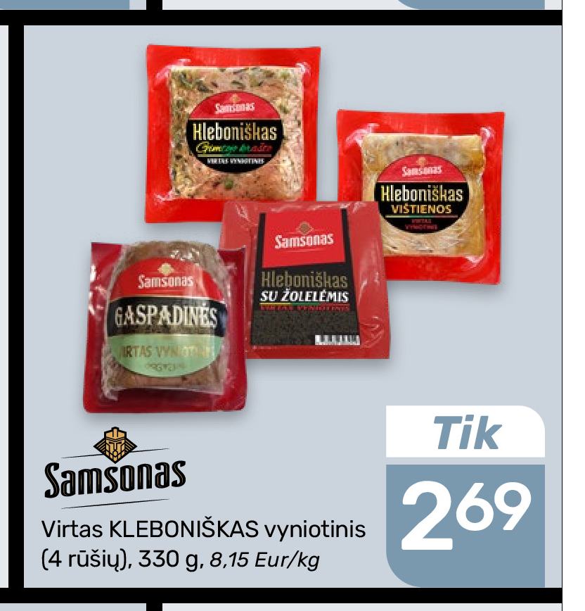 Virtas KLEBONIŠKAS vyniotinis, 330 g