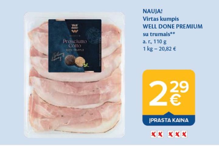 Virtas kumpis WELL DONE PREMIUM su trumais, 110 g