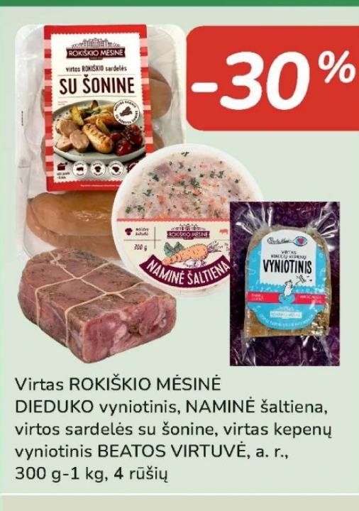 Virtas ROKIŠKIO MĖSINĖ DIEDUKO vyniotinis, 300 g-1 kg