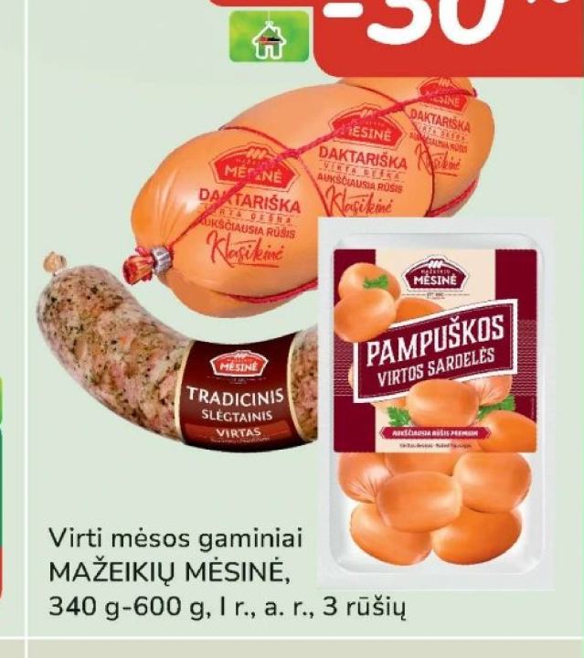 Virti mėsos gaminiai MAŽEIKIŲ MĖSINĖ, 340 g-600 g