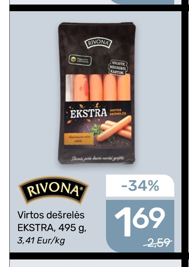 Virtos dešrelės EKSTRA RIVONA, 495 g