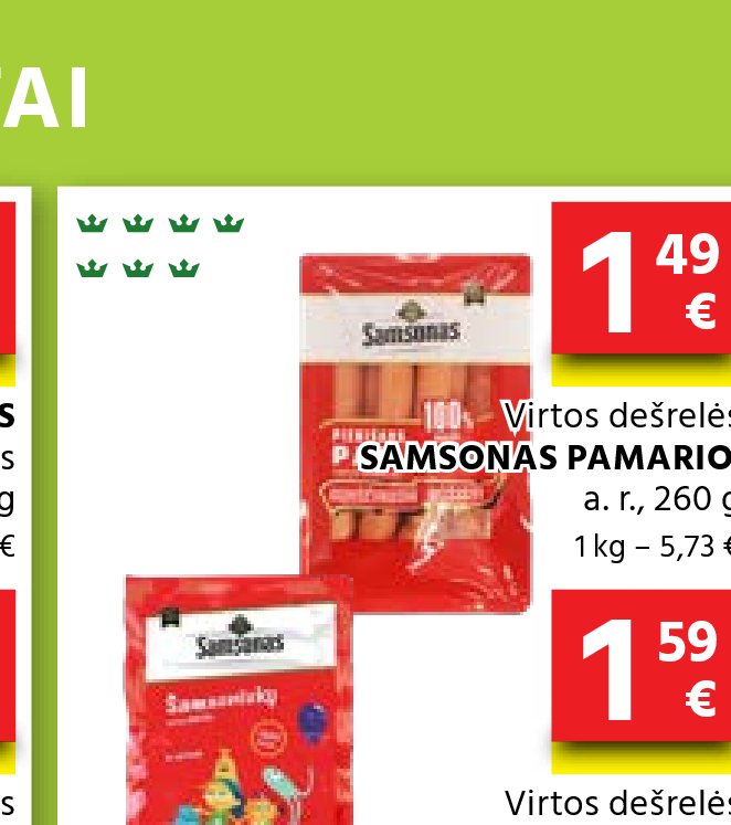 Virtos dešrelės SAMSONAS PAMARIO, 260 g