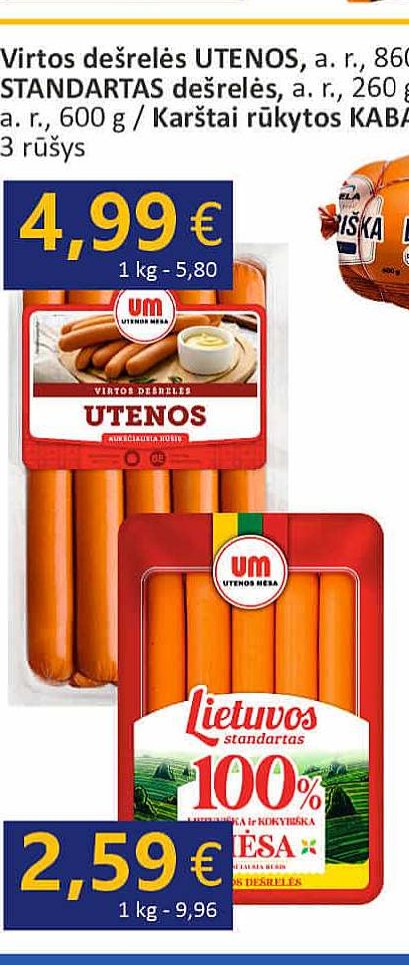 Virtos dešrelės UTENOS, a. r., 860 g