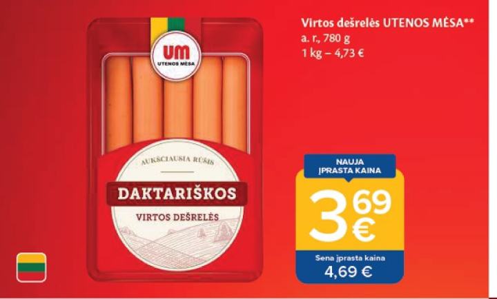 Virtos dešrelės UTENOS MĖSA, 780 g