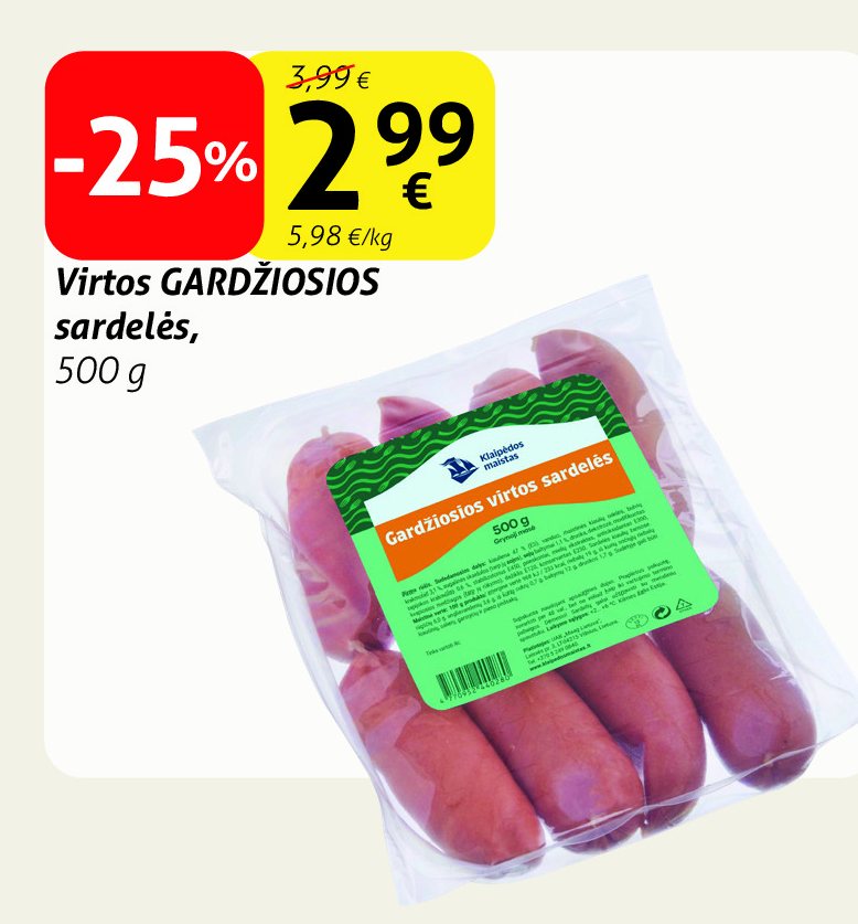 Virtos GARDŽIOSIOS sardelės, 500 g
