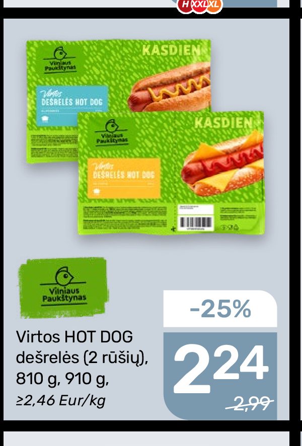 Virtos HOT DOG dešrelės (2 rūšių), 810 g