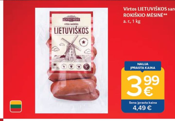 Virtos LIETUVIŠKOS sardelės ROKIŠKIO MĖSINĖ, 1 kg