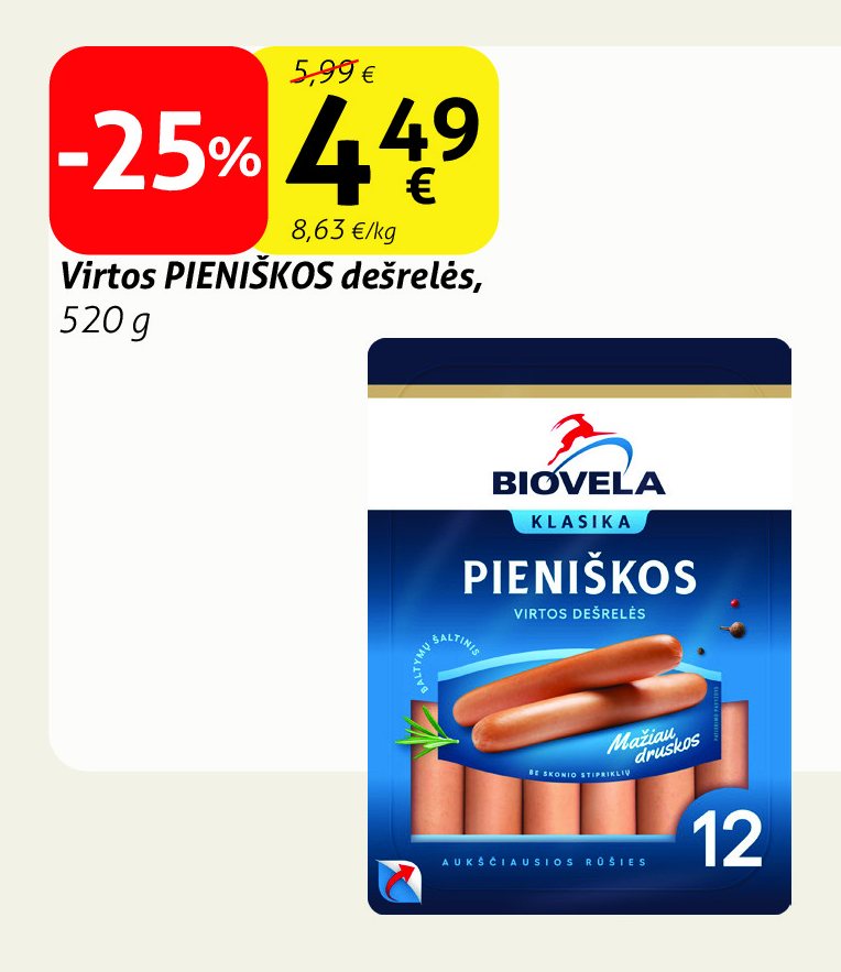 Virtos PIENIŠKOS dešrelės, 520 g