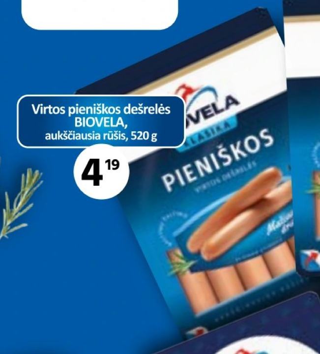 Virtos pieniškos dešrelės BIOVELA, 520 g