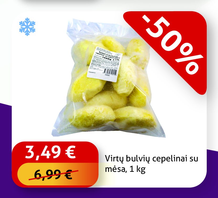 Virtų bulvių cepelinai su mėsa, 1 kg