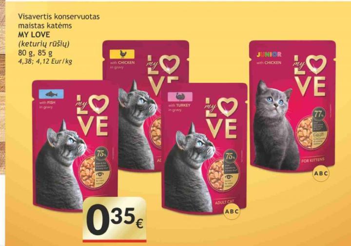 Visavertis konservuotas maistas katėms MY LOVE, 80 g