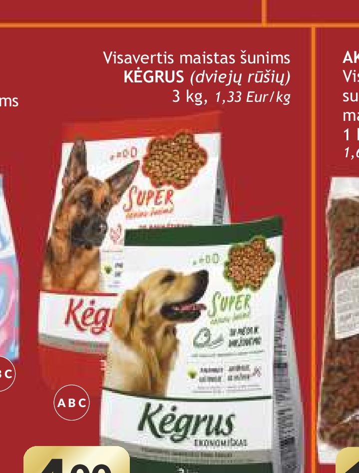 Visavertis maistas šunims KĖGRUS, 3 kg