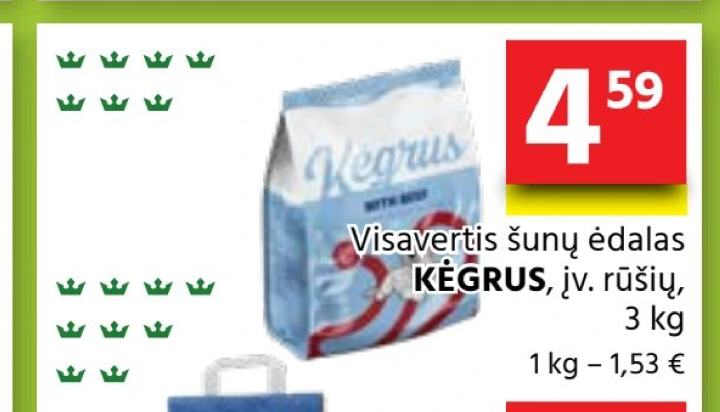 Visavertis šunų ėdalas KĖGRUS, 3 kg