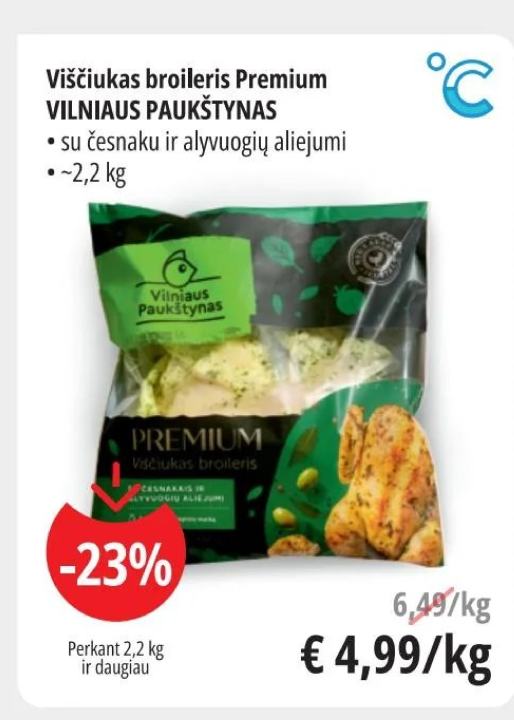 Viščiukas broileris Premium VILNIAUS PAUKŠTYNAS, ~2.2 kg