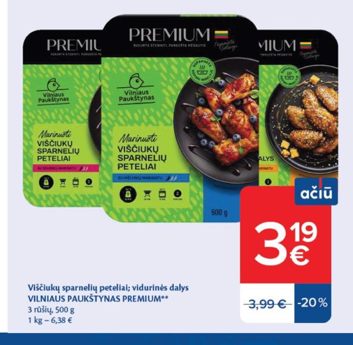 Viščiukų sparnelių peteliai; vidurinės dalys VILNIAUS PAUKŠTYNAS PREMIUM, 500 g