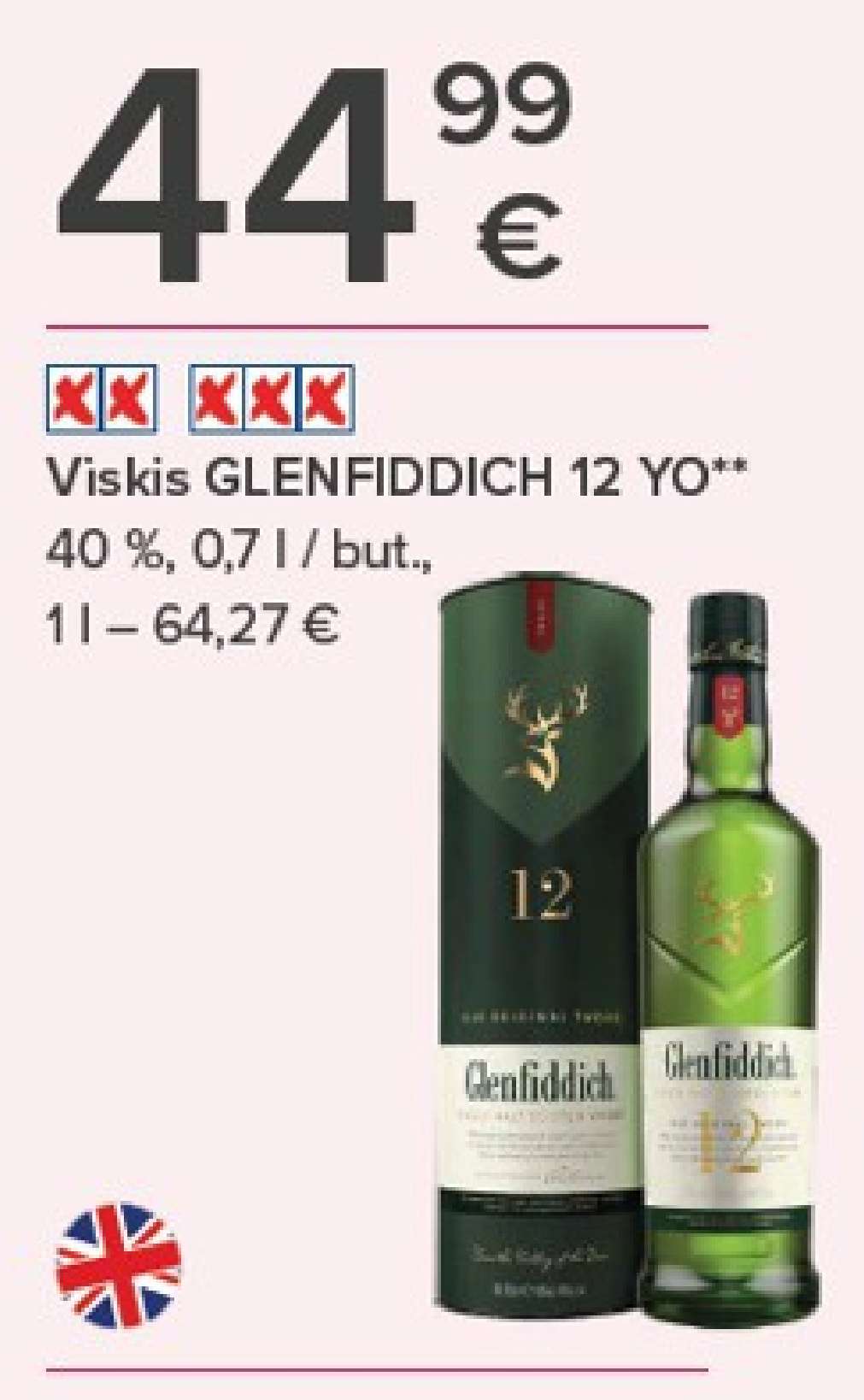 Viskis GLENFIDDICH 12 YO, 0.7 l