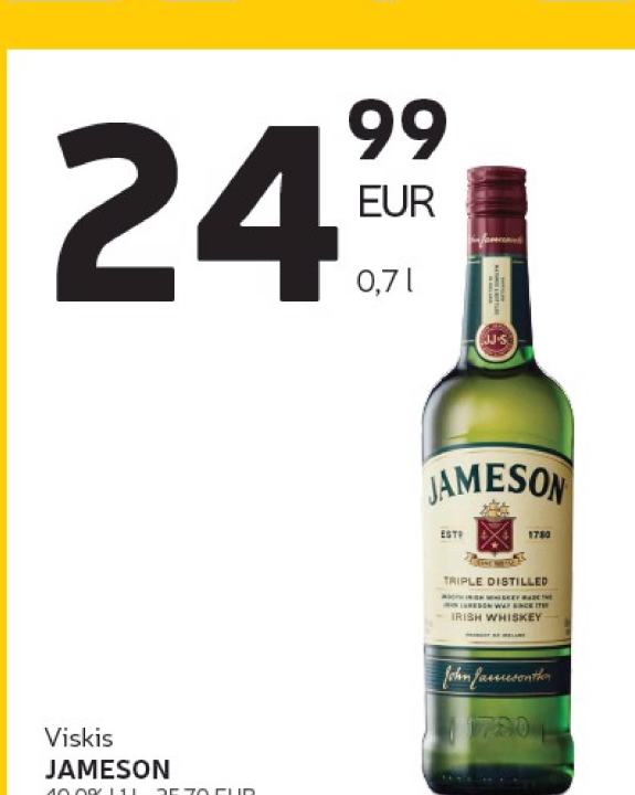 Viskis JAMESON, 0.7 l