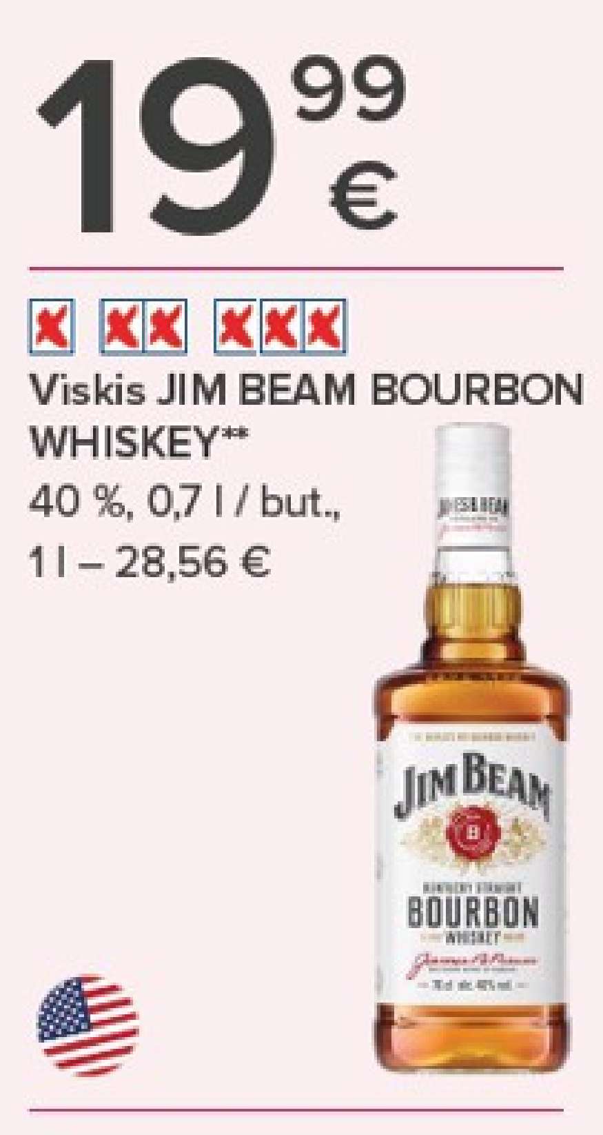 Viskis JIM BEAM BOURBON WHISKEY, 0.7 l