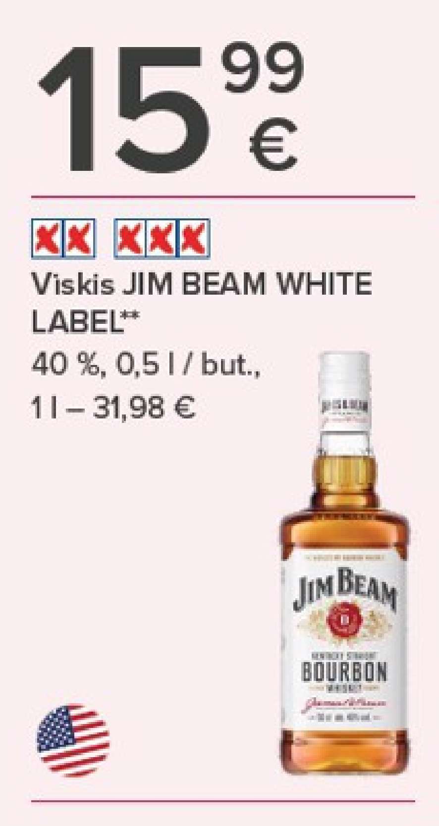 Viskis JIM BEAM WHITE LABEL, 0.5 l