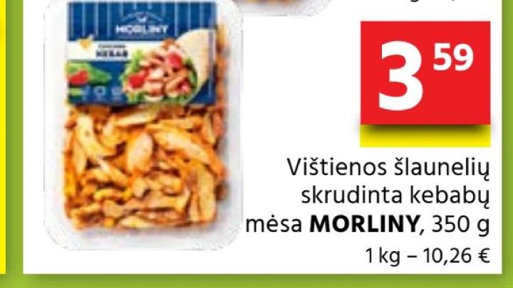 Vištienos šlaunelių skrudinta kebabų mėsa MORLINY, 350 g